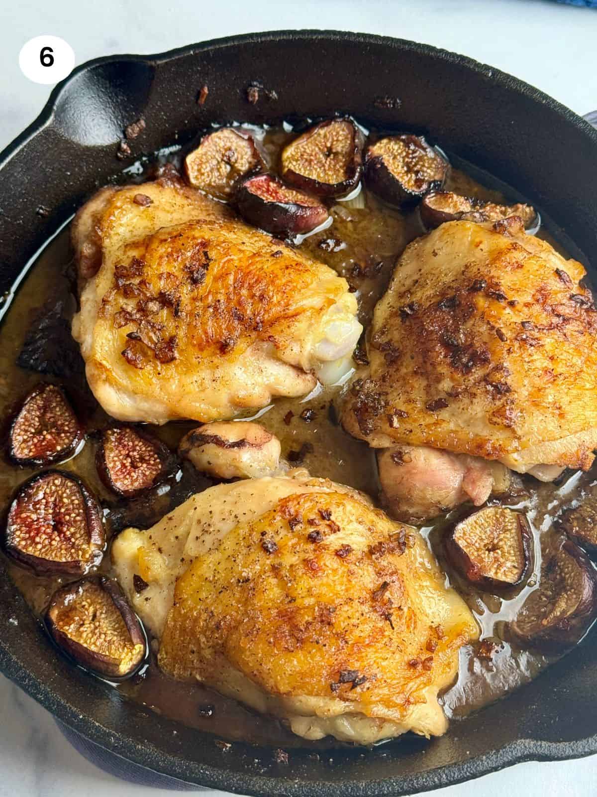 Chicken with figs when it comes out of the oven.