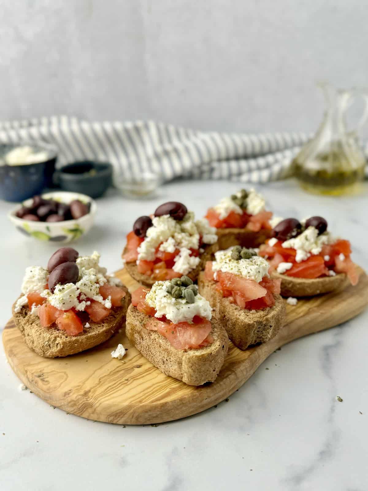 Greek Dakos Salad - Rusk With Tomato & Cheese.