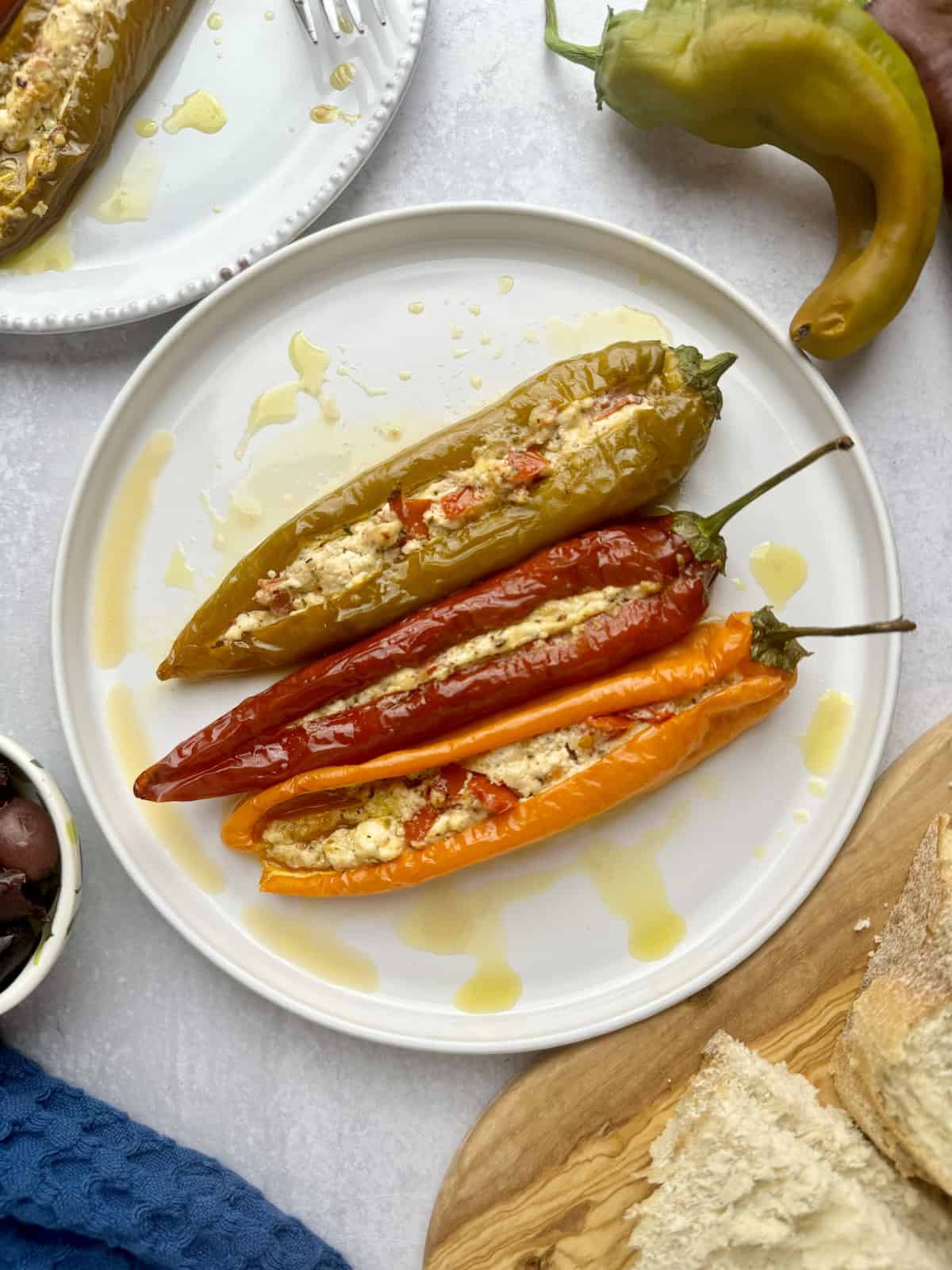 Greek Feta Stuffed Roasted Peppers.