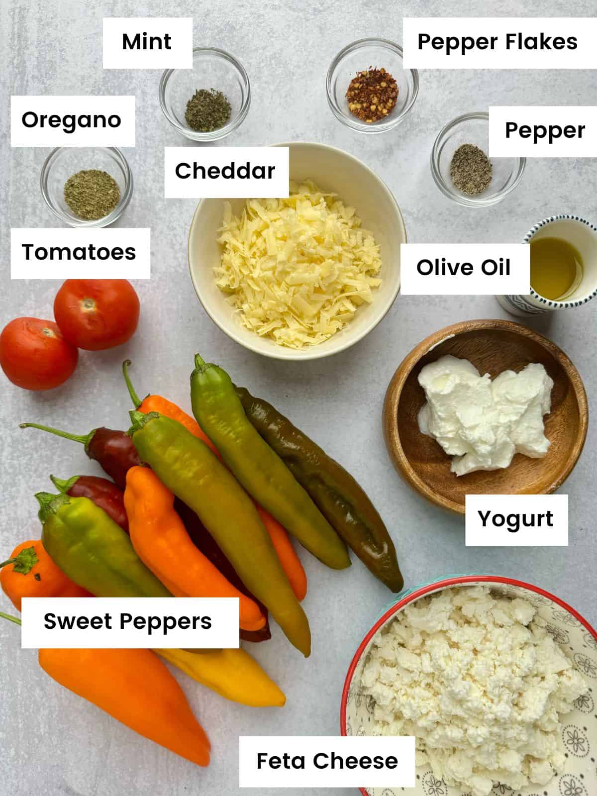 Ingredients for stuffed peppers.