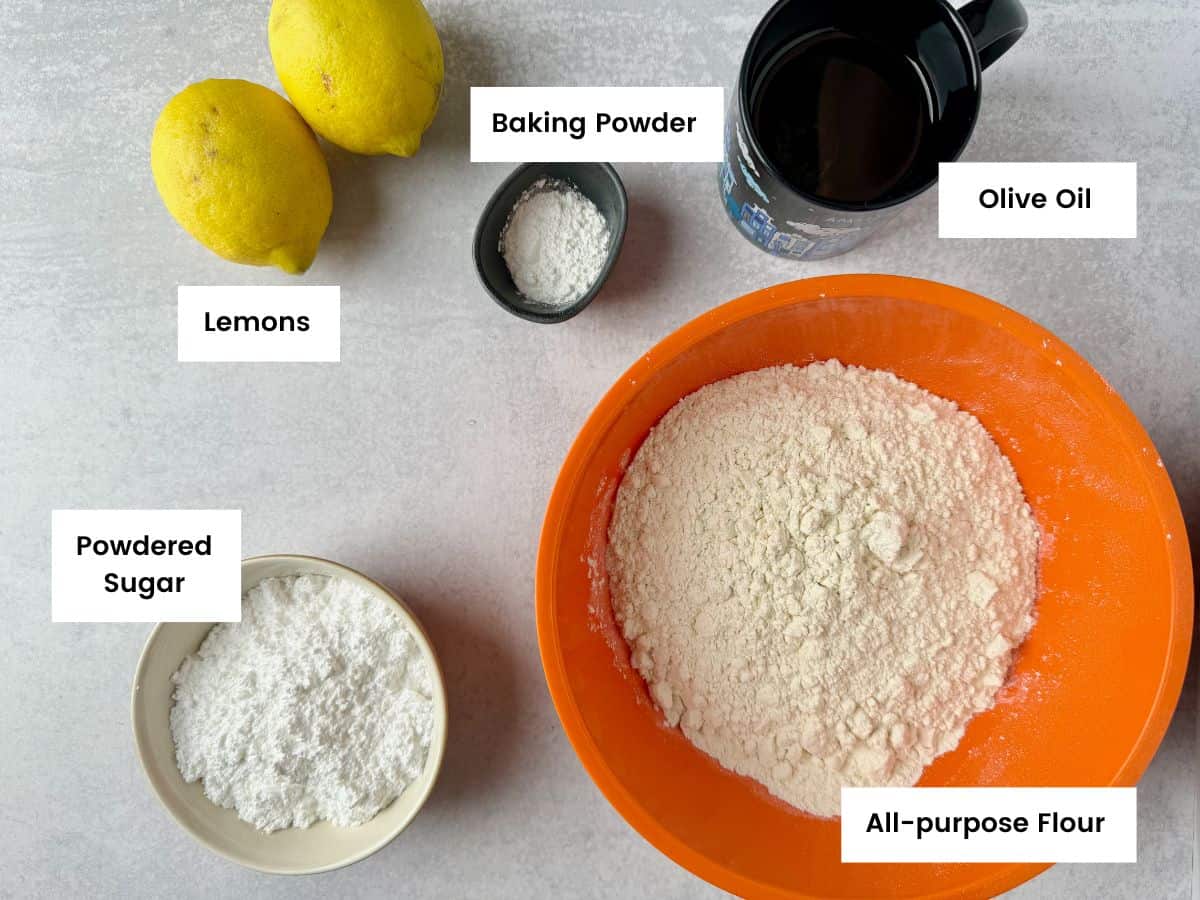 Ingredients for Greek lemon cookies.