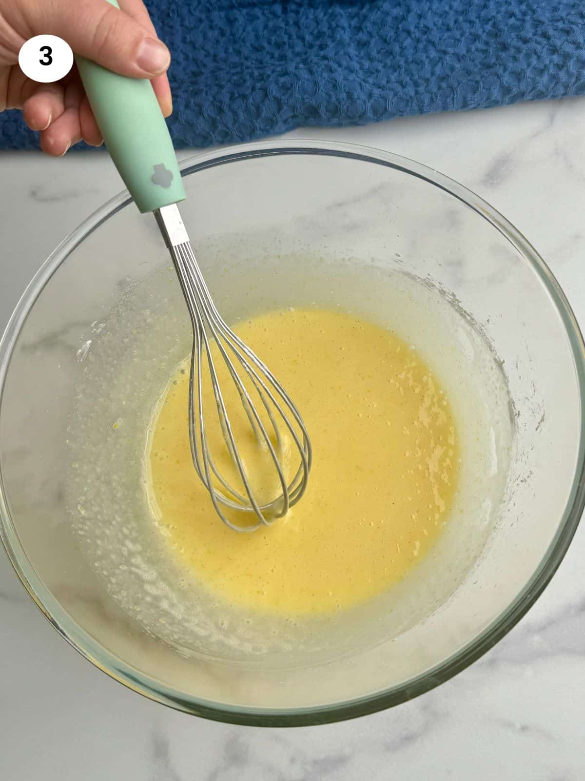 Cornstarch and vanilla added to bowl.