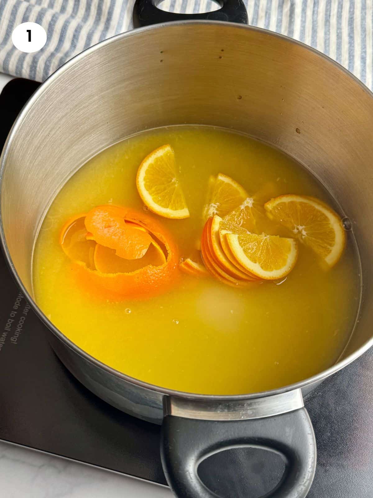 Adding all syrup ingredients to a pot.