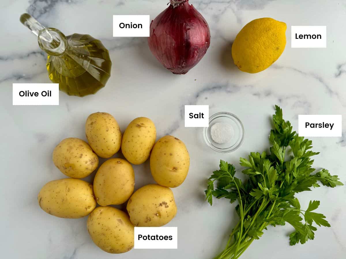 Ingredients for potato salad.