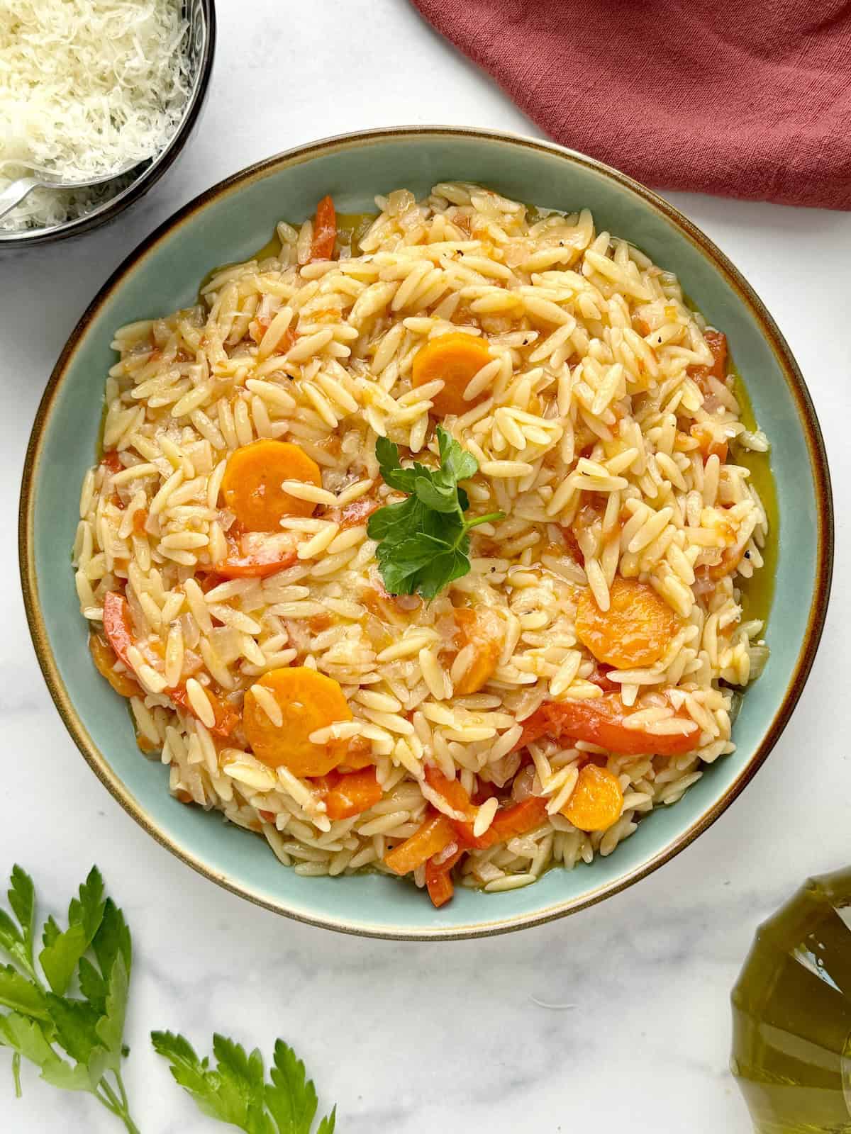 Greek Manestra - Orzo Pasta With Tomato Sauce.