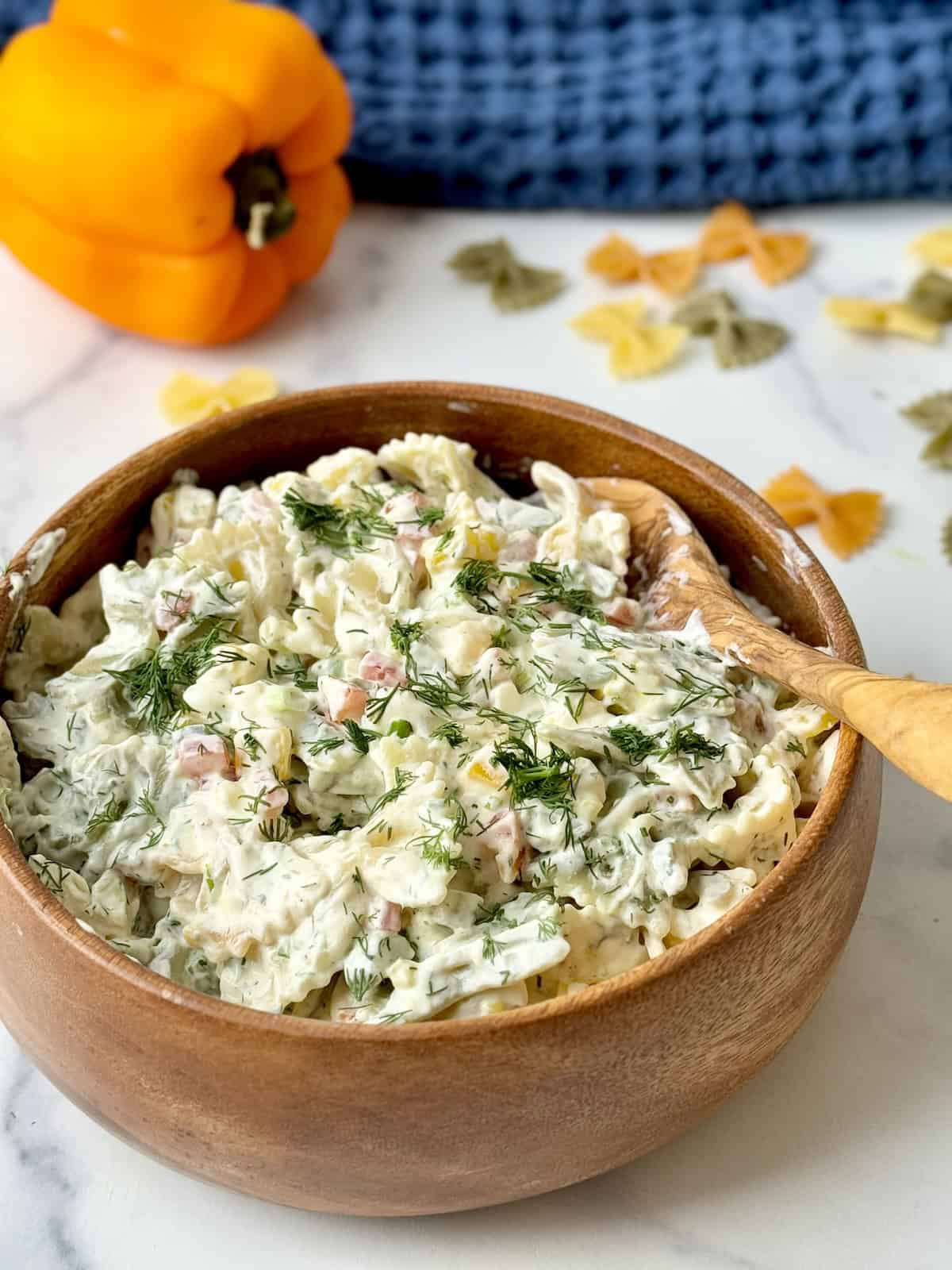 Pasta Salad With Greek Yogurt Dressing.